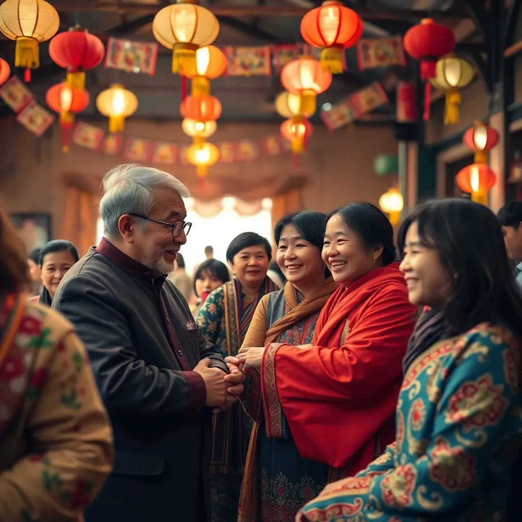 Multigenerational family at a cultural meetup